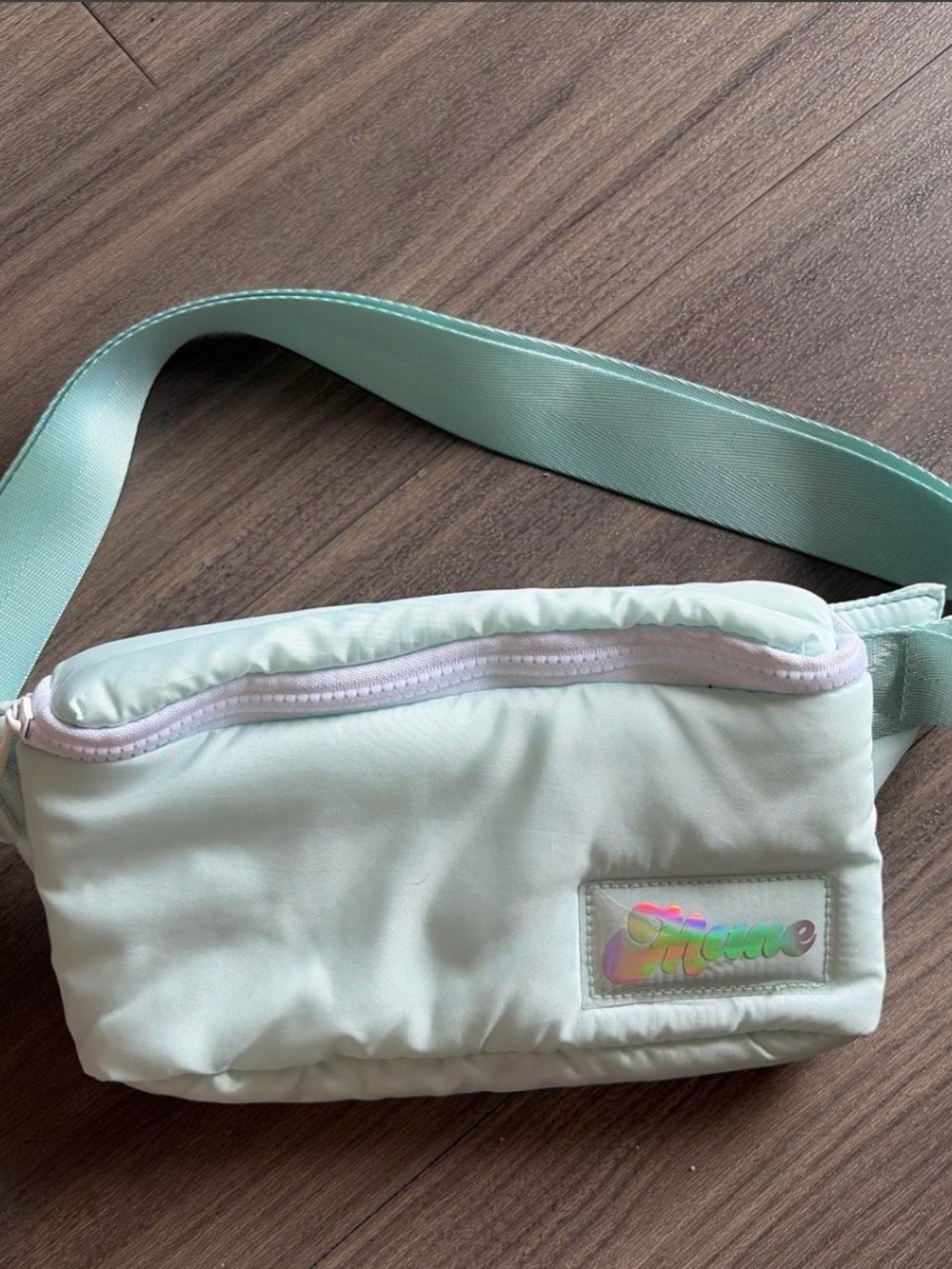 Limited edition MANE Mint Green Mini Waist Bag with Holographic Accent
